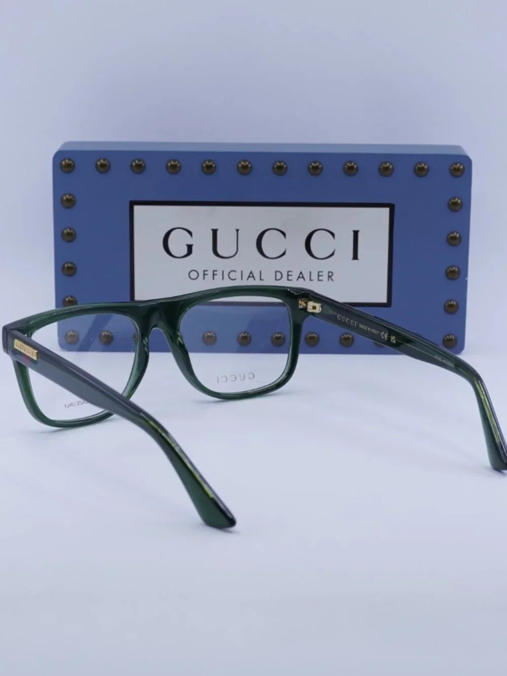 Gucci GG1117O 005 Square Eyeglasses - Transparent Green 56mm